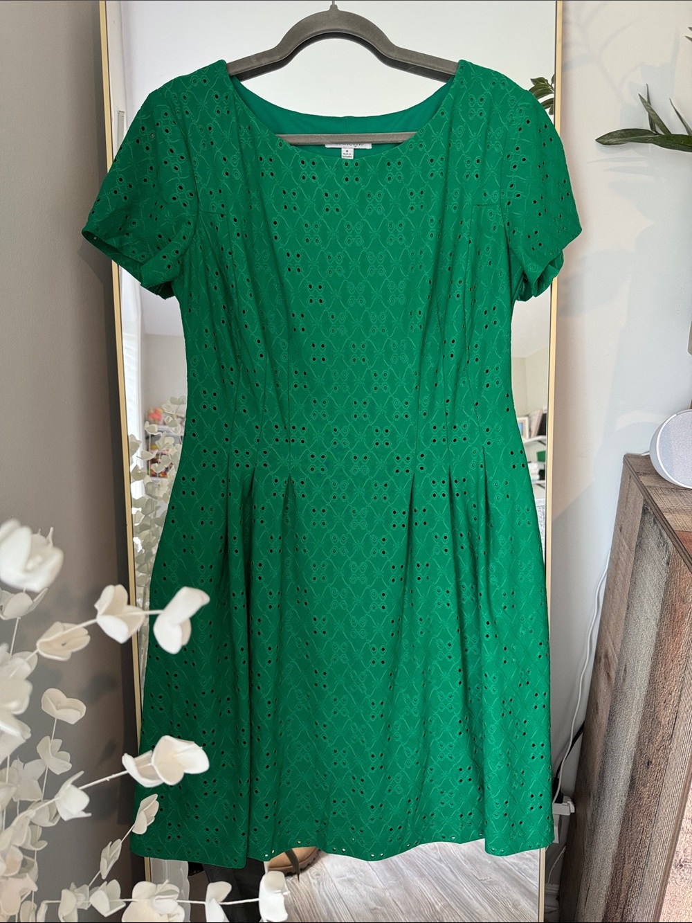 NorthStyle Emerald Green Eyelet Fit & Flare Dress
